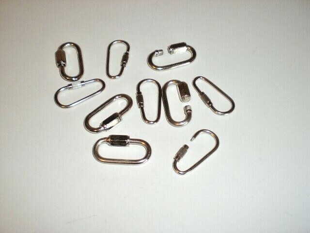 10 Lot Stainless Steel Carabiner Marine Quick Screw Links Boating Sailing Marine