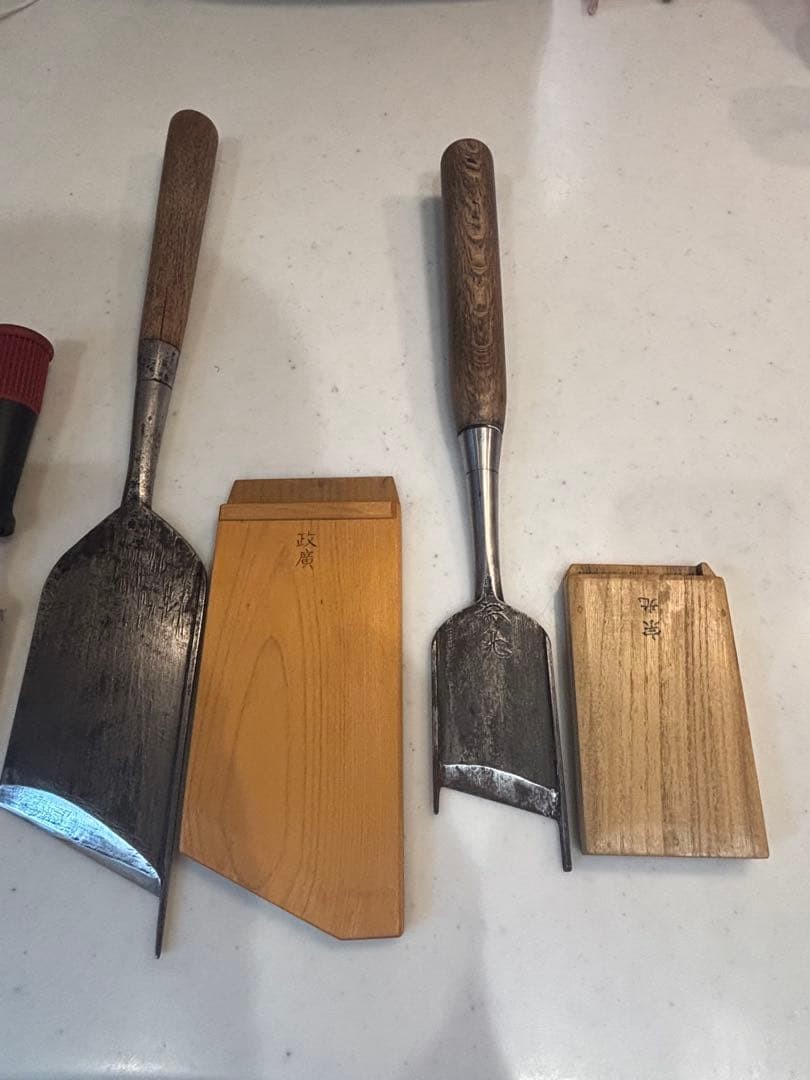Vintage Japanese Umbrella with Traditional Chisels Set Antique