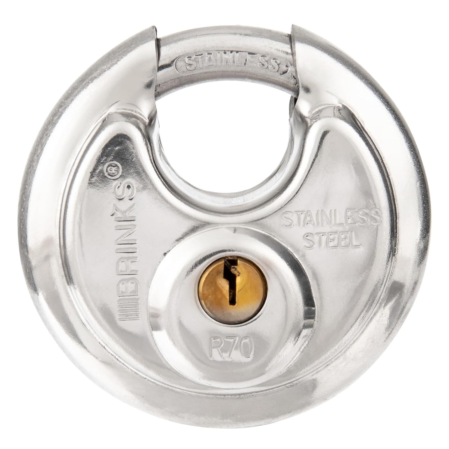 BRINKS – 70mm Heavy Duty Discus Padlock – Chrome Plated Security Lock for Storag