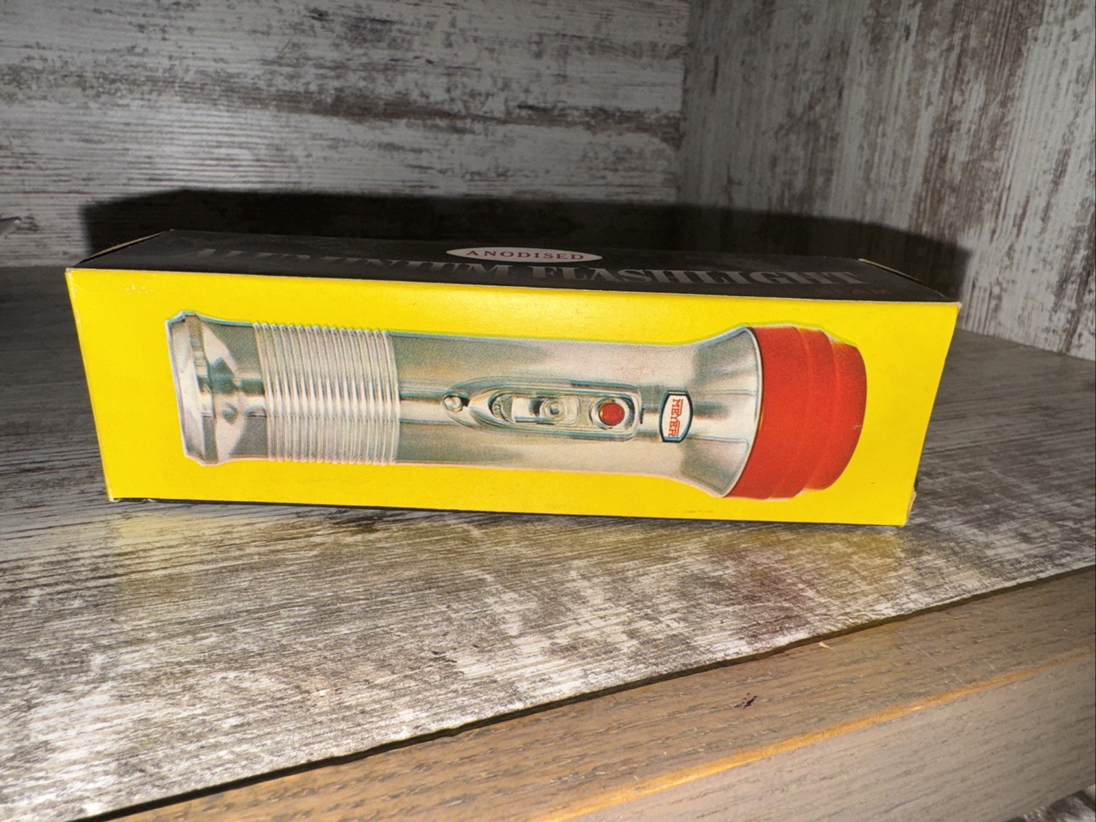 Vintage Meyer Anodised Aluminum Flashlight Model No 3617 Copper Colored.