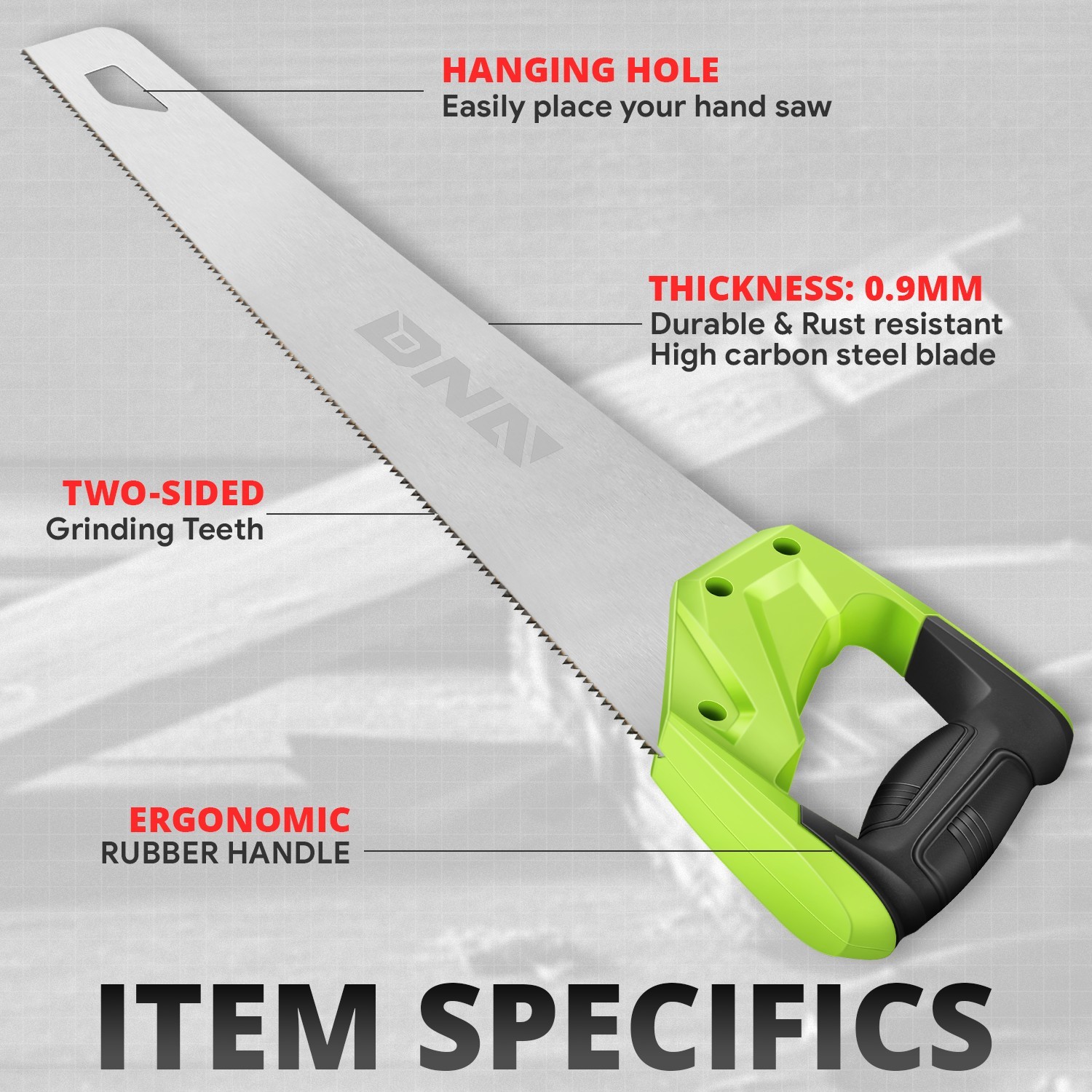 Universal 17” Bi-Ground Teeth Wood Hand Cut Saw for Garden Camping w/TPR Handle