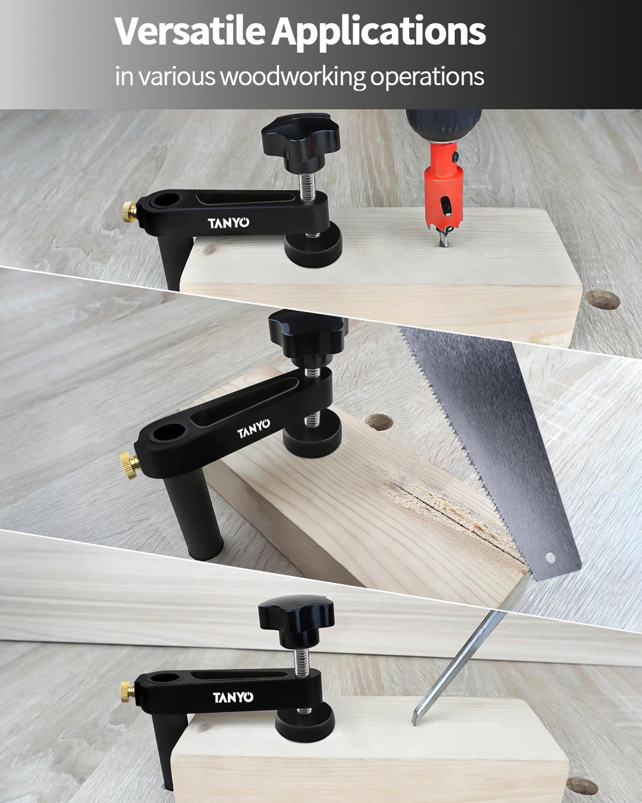 TANYO Bench Dog Clamp, 3/4″ Hole Clamps for Woodworking, 19mm 19mm, Black