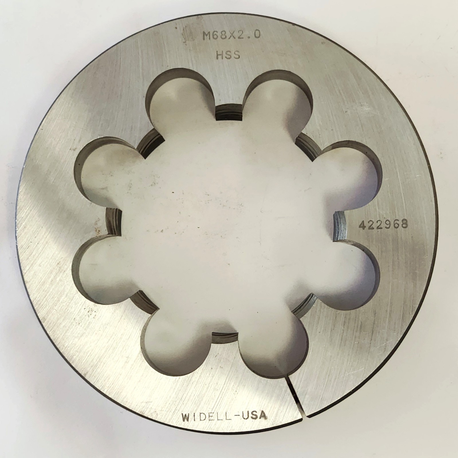 WIDELL 422968 M68x2.0x5.0 HSS RIGHT HAND ROUND THREADING DIE (MADE IN U.S.A.)