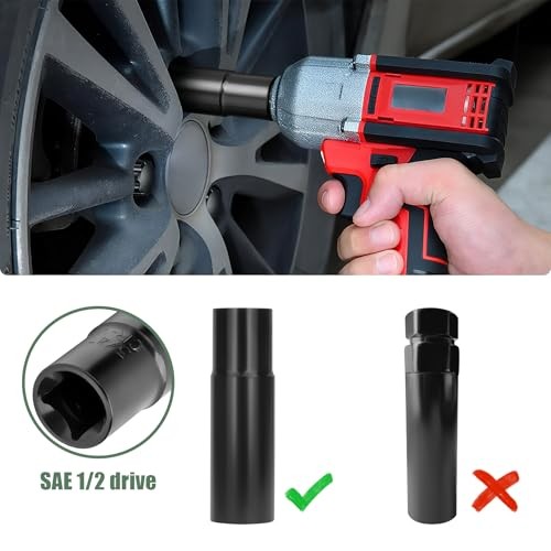 7 Spline Lug Nuts Key Socket, 1/2 Inch Drive Impact Square Tool 7 Spline Socket