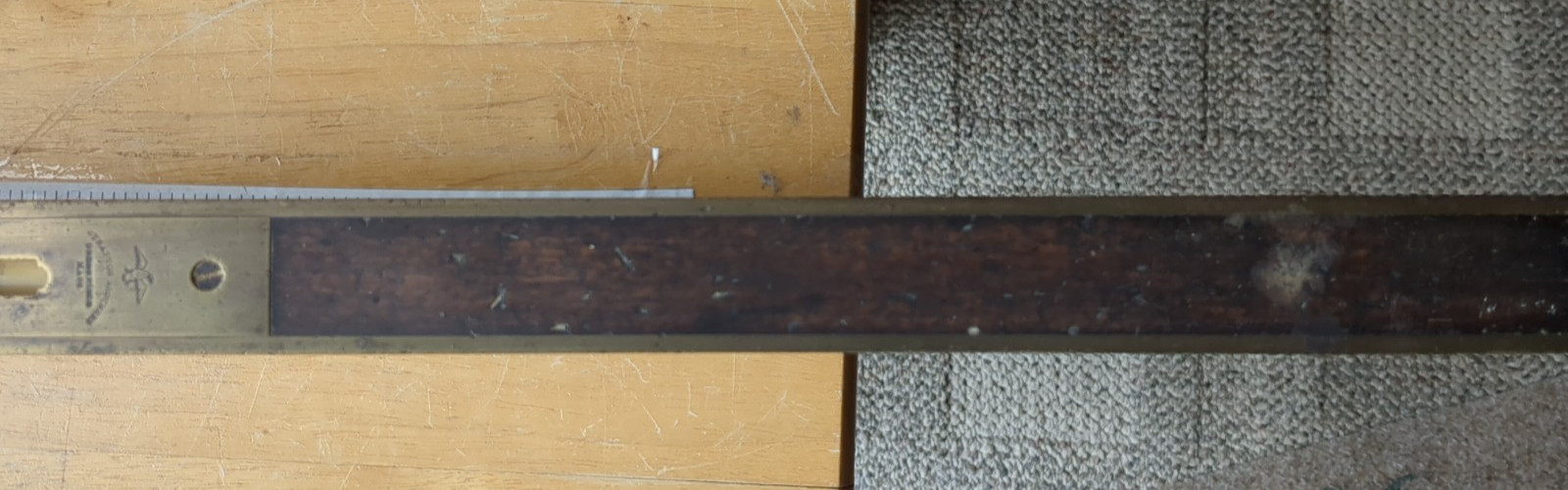 Stratton Brothers Mahogany and Brass 28” Level. Pat. July 16, 1872