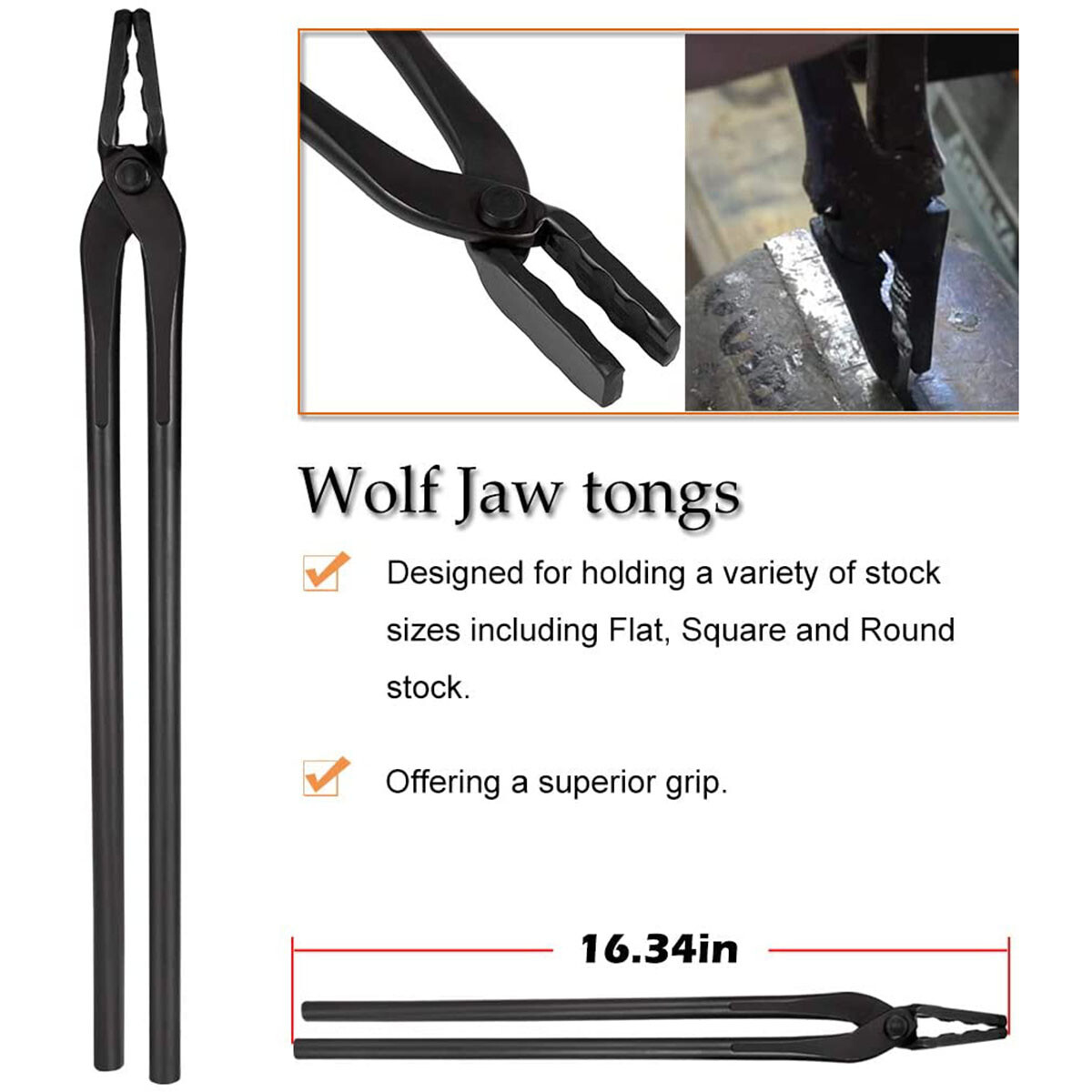 5PC Knife Making Blacksmith Tongs Bladesmith Hand Tool Set Anvil Vise Forge Flat