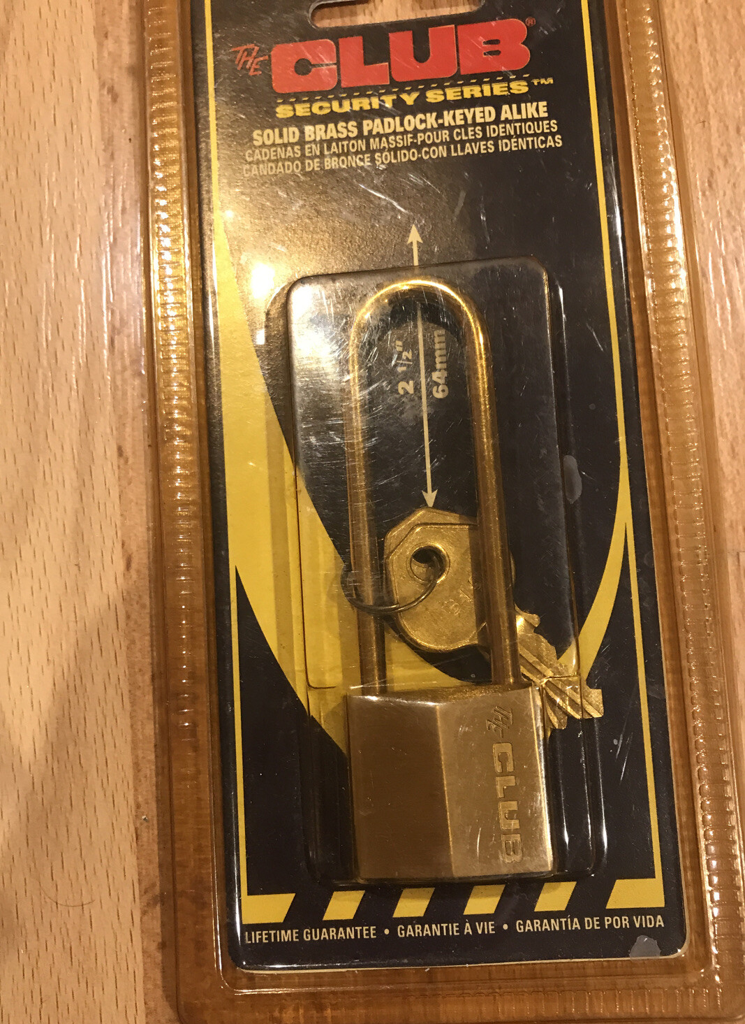 THE CLUB SECURITY SERIES SOLID BRASS PADLOCK 2 KEY UTL815BELKA 2 1/2” NIP VTG