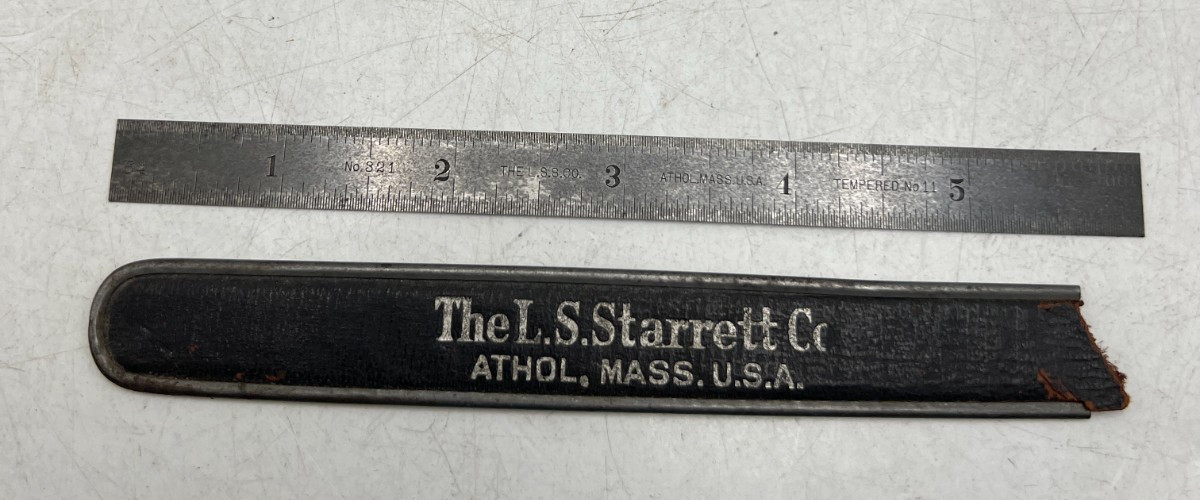 LSS LS Starrett Co Athol No. 321 Tempered no. 11 6″ Rule w/ Leather Case