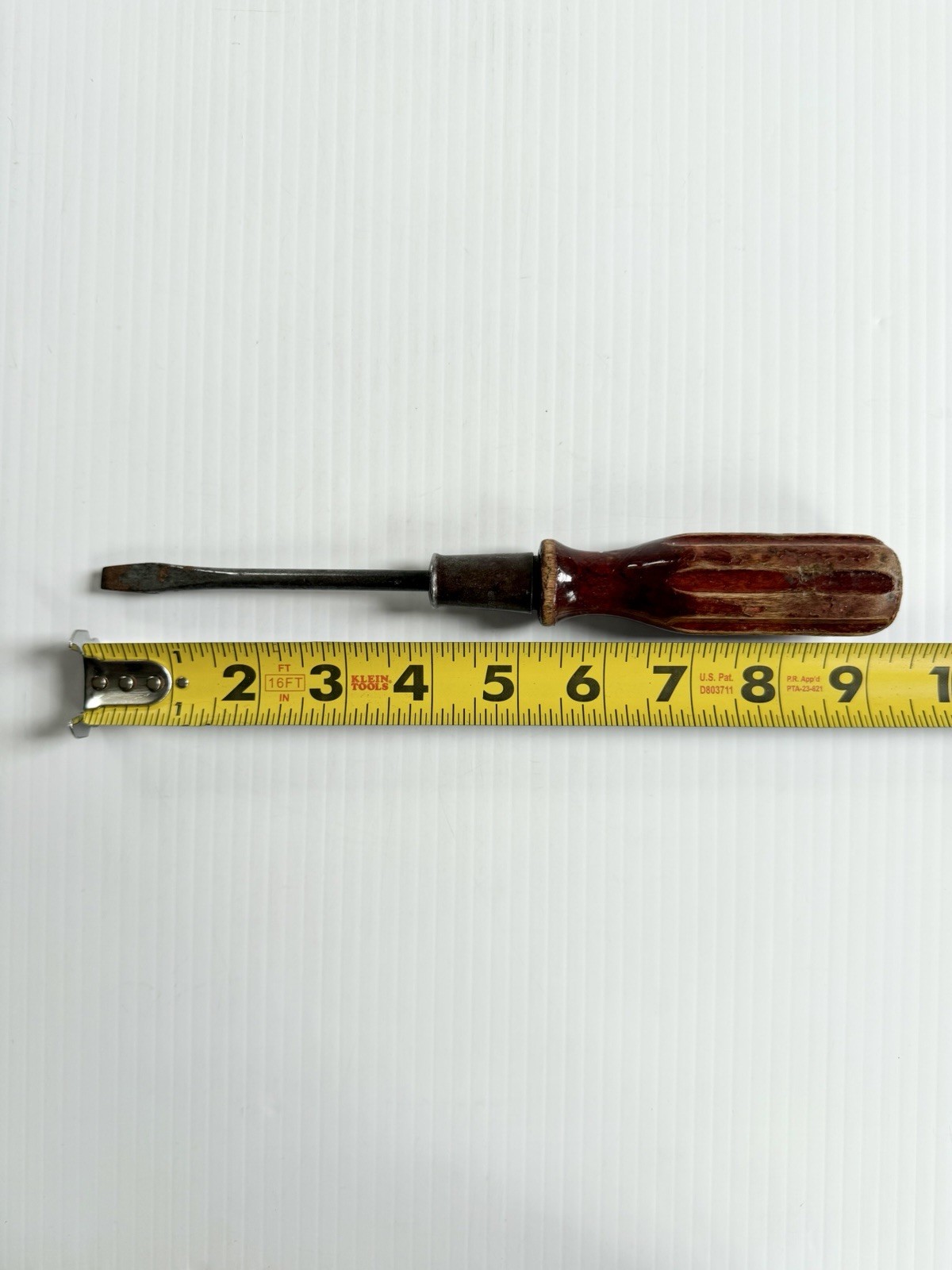 Vintage Mayhew Pressure-Grip Wood Handled Slotted Flat Screwdriver USA