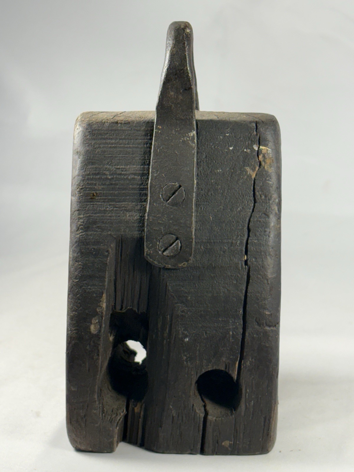Early Rare Wooden Wedge Nautical Pulley Block Ship Rigging Primitive Antique
