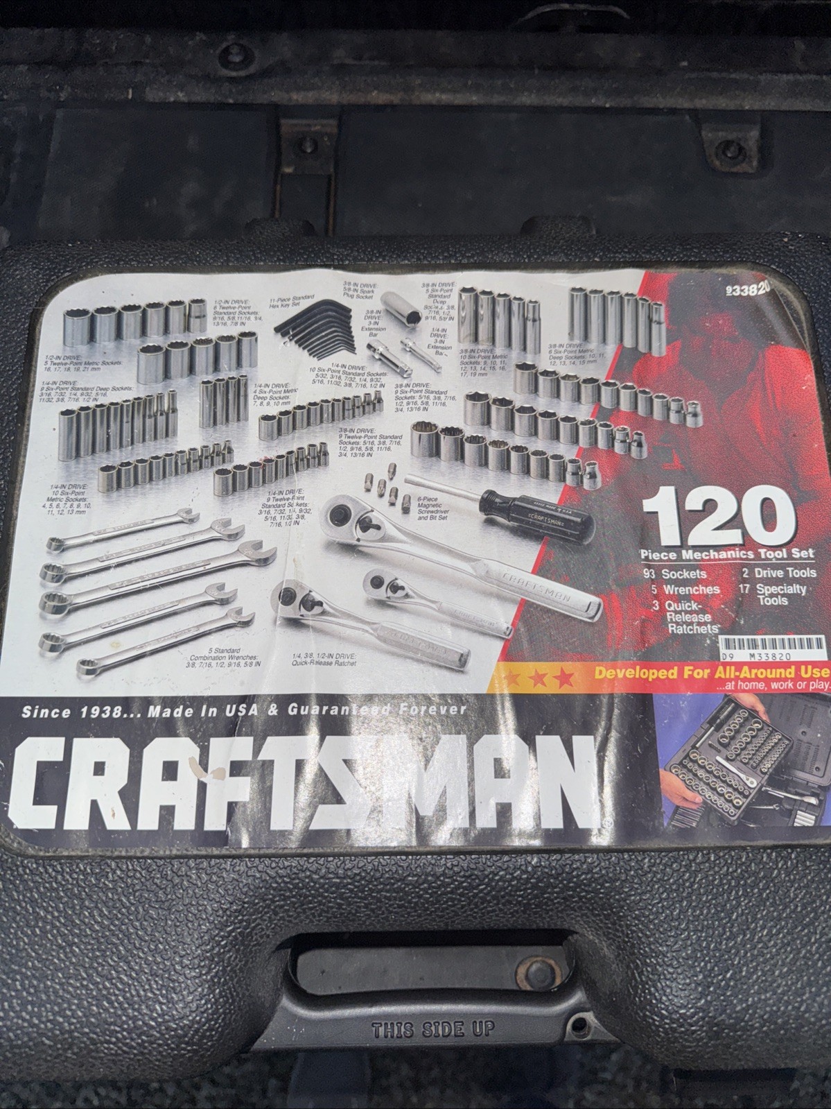 Rare Sears Craftsman USA 120pc Mechanics Tool Set Socket Ratchet 33820 Light Use