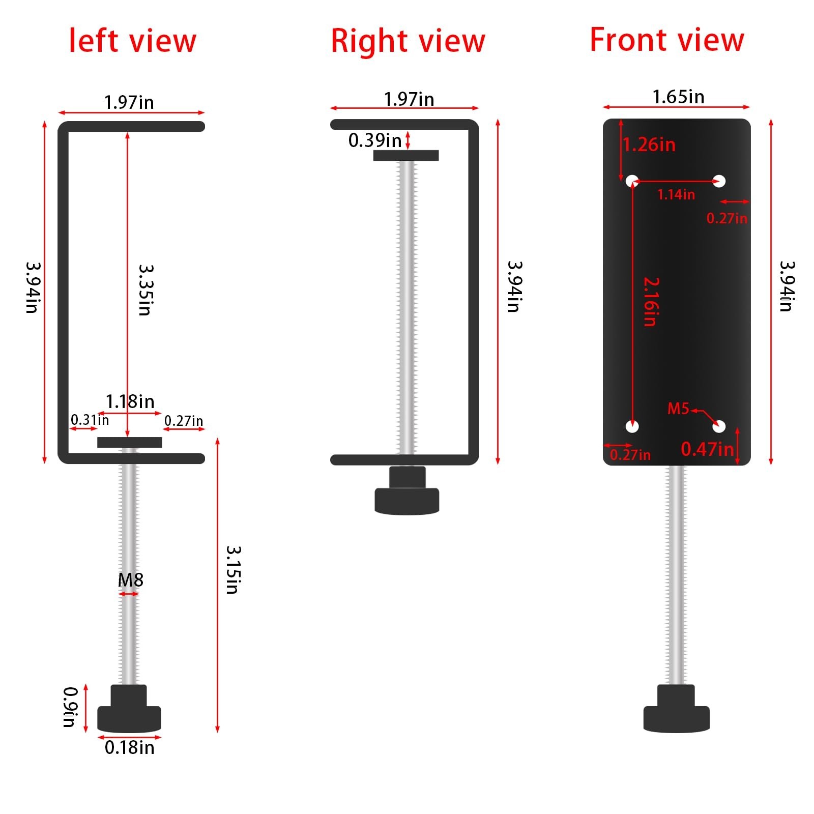 3 inch C-Clamp with Four Small Holes in the back, 4-Pack Adjustable Desk C Cl…
