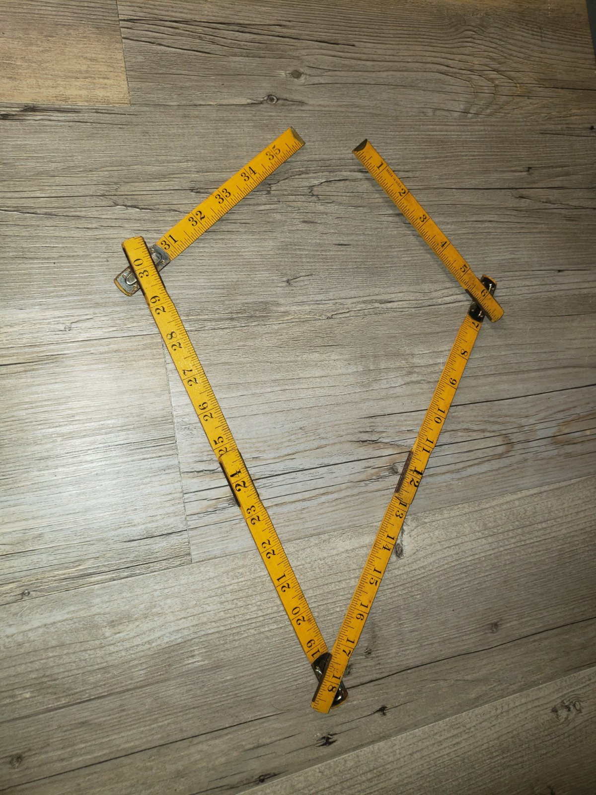 Vintage Foldable Wood Measuring Tape Hardware Jointed 36″
