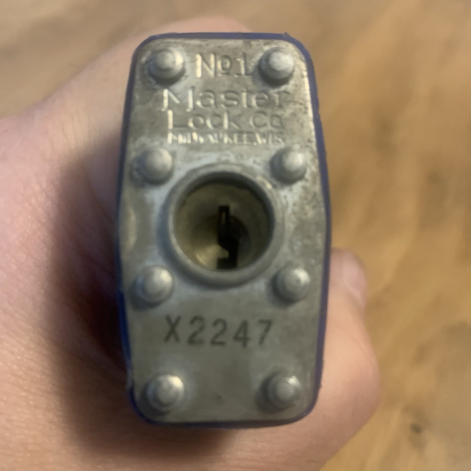 Master Lock Co Padlock # 1 Hardened Steel Long Shackle Working Key USA, X2247