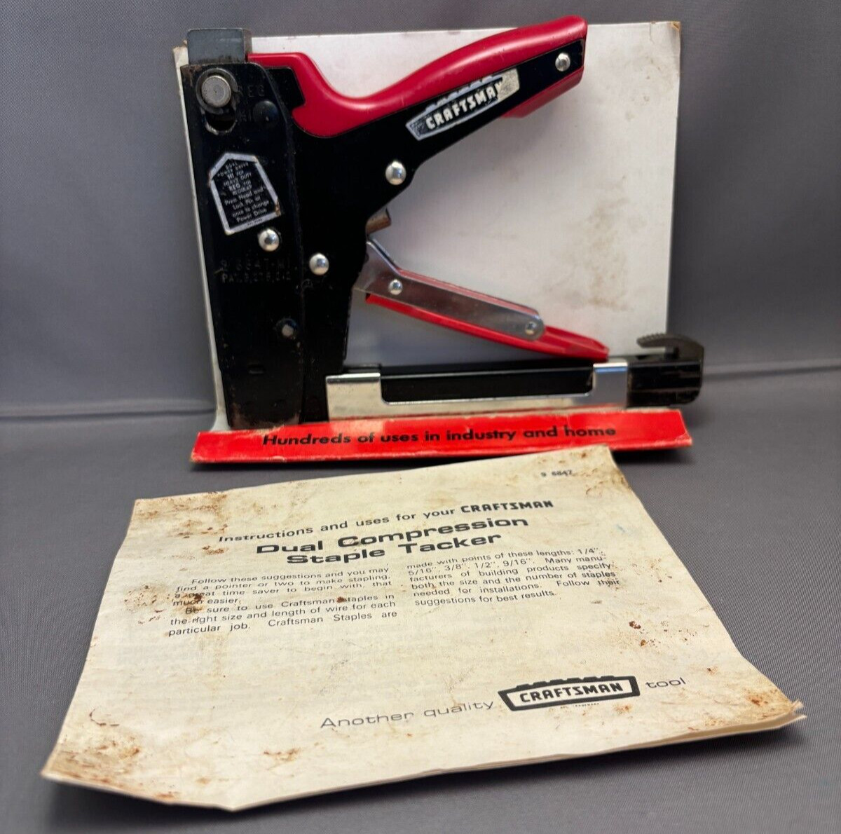 Sears Craftsman Vintage 9-6847 DUAL COMPRESSION Staple Gun Tacker Manual Tested