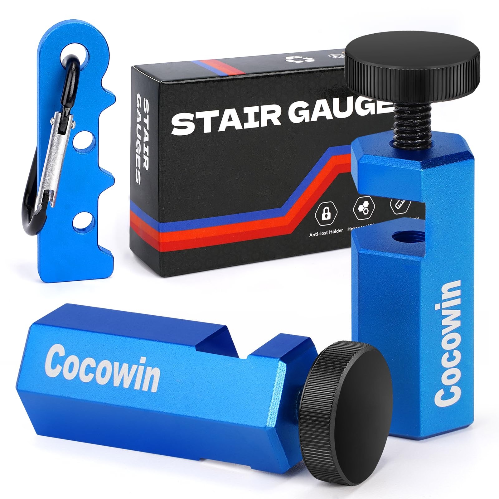 Tall Stair Gauges For Framing Square With Holder And Carabiner Stair Guages Knob