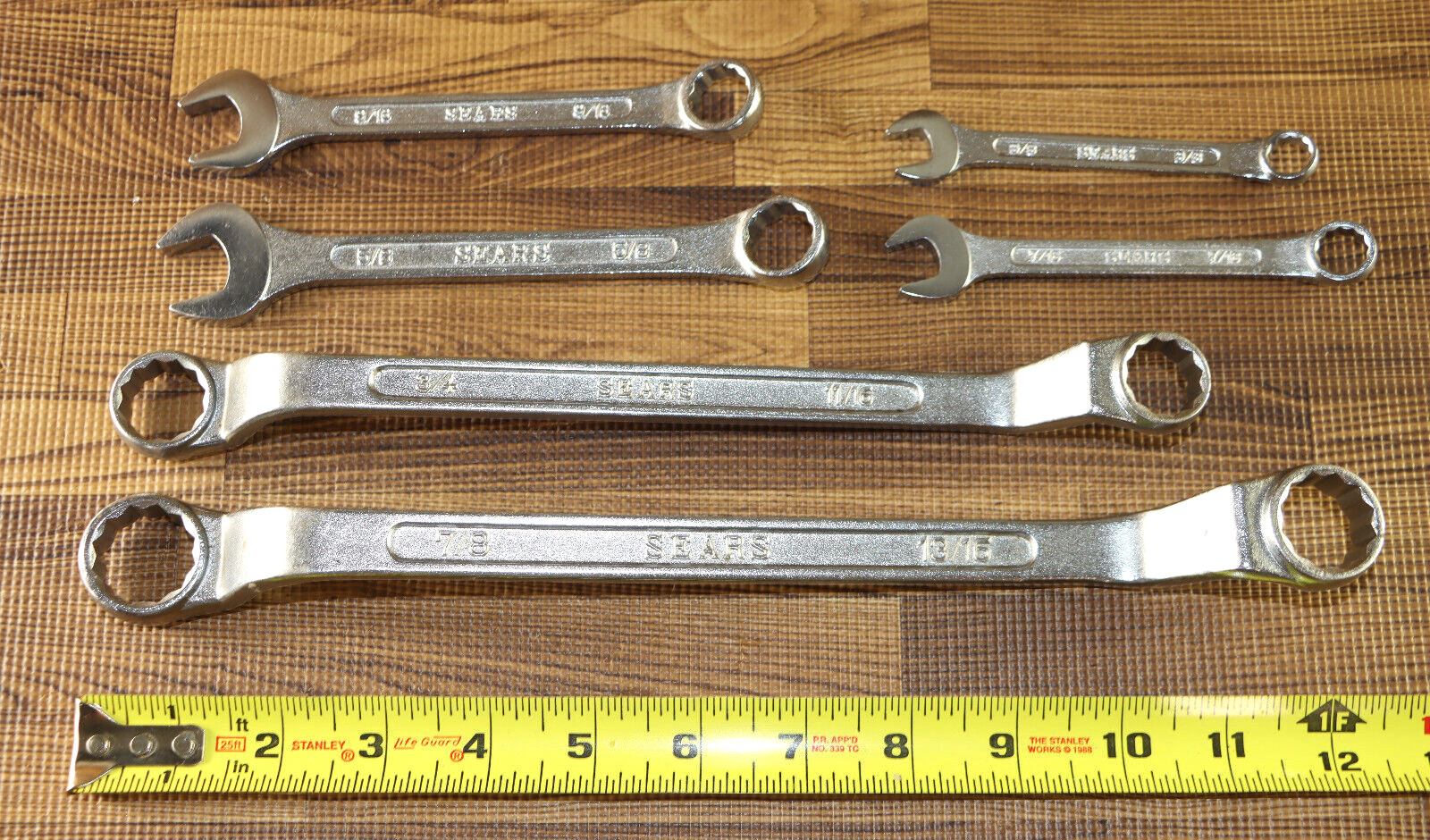 Vintage Sears 3/8″ 7/16″ 9/16″ 5/8″ Combination Wrench & 3/4×11/16″ 7/8×13/16″