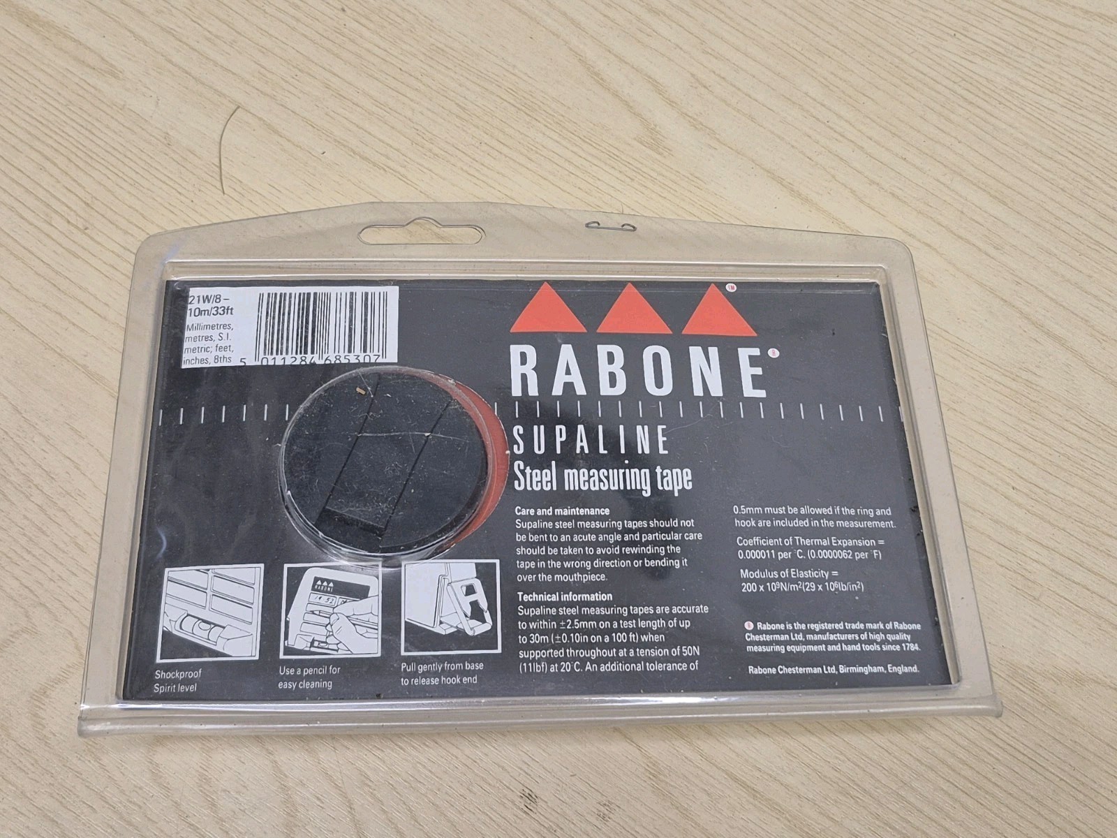 Vintage Rabone Supaline 10m/33ft Steel Measuring Tape 21W/8 carry strap Vintage