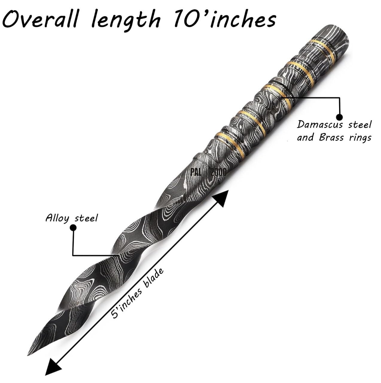 PAL 2000 KNIVES Custom Handmade Damascus Steel 10 Inches Hunting Knife with S…