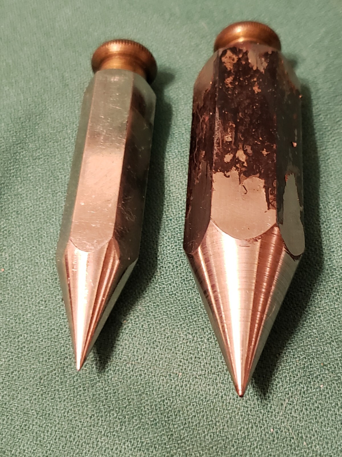 Two Vintage E. C. Stearns & Co. Syracuse, NY Plumb Bobs 7.4 oz & 3.6 oz