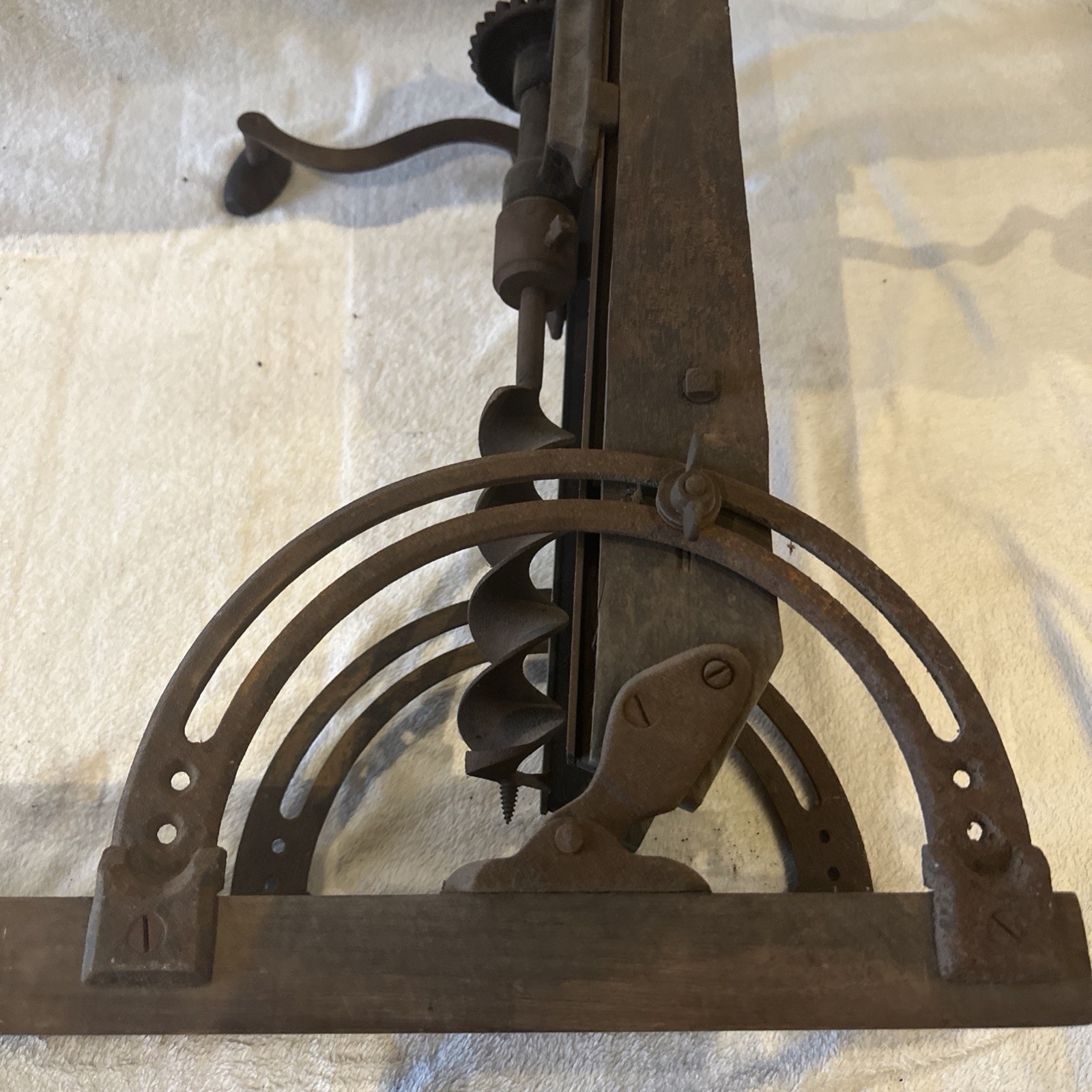Antique Vintage Foldable James Swan Co Boring Machine-Barn Beam Drill – See Desc
