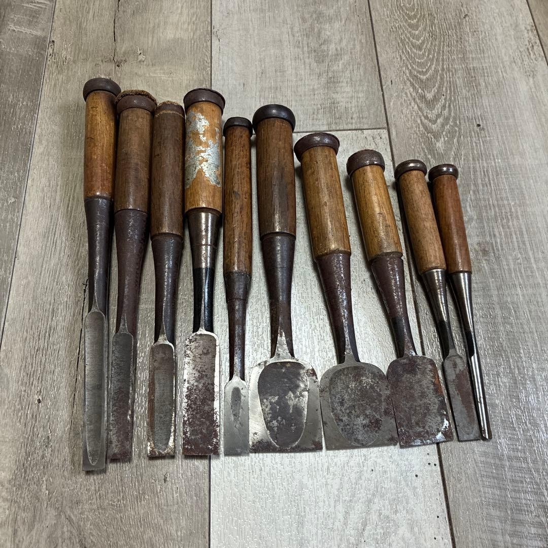 Chisel Nomi Japanese Vintage working Tool set of 10 Japan #4909