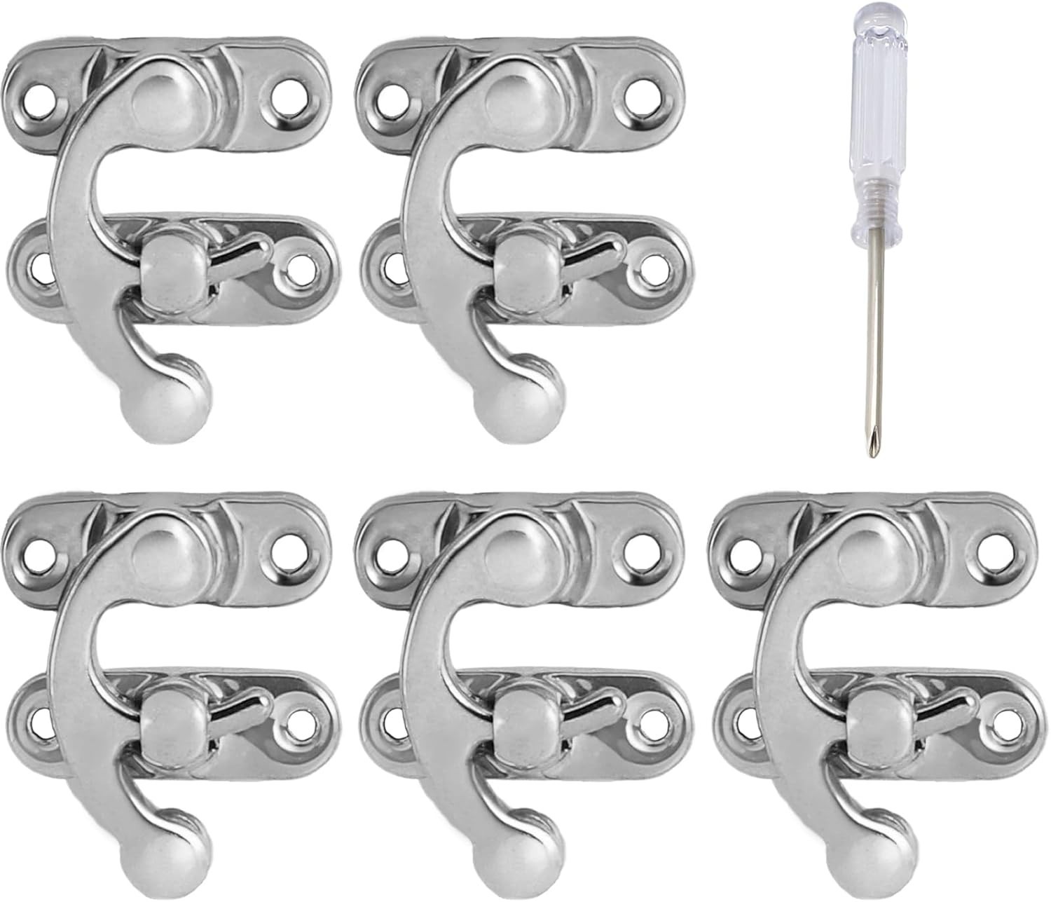 5-Piece Antique Vintage Lock Clasp Set in Silver Tone for Boxes and Chests