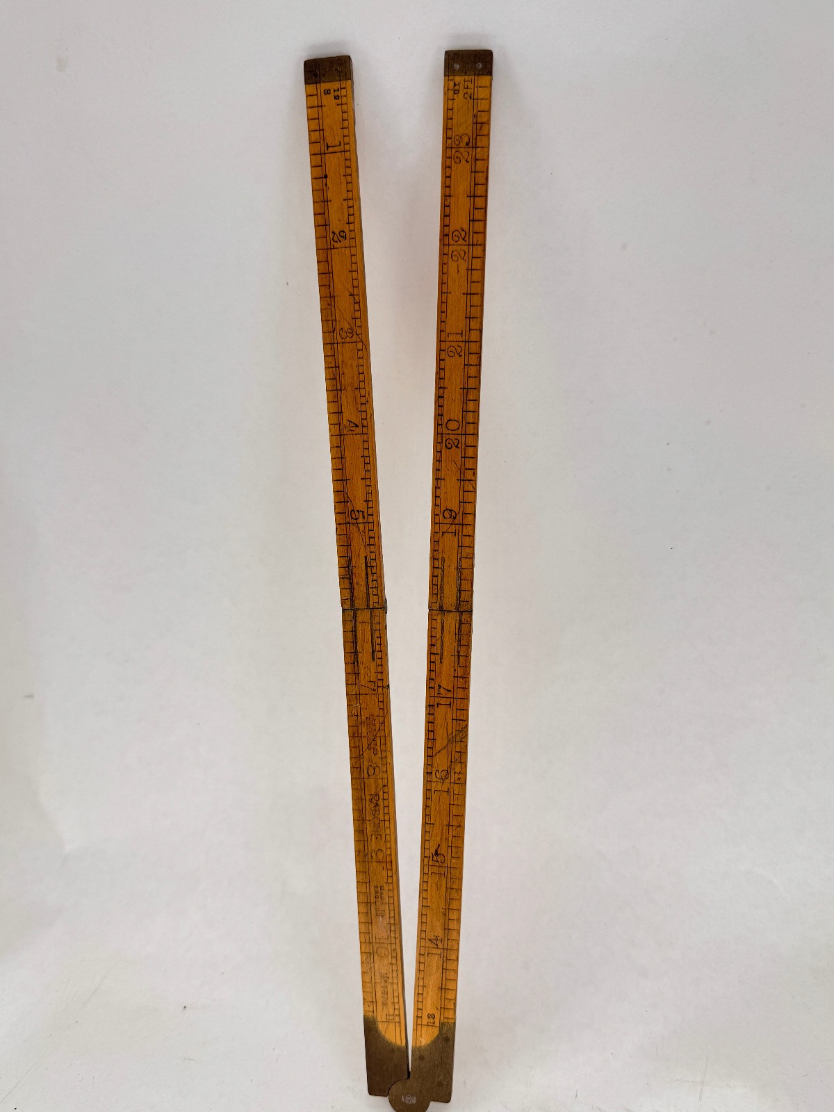 VINTAGE RABONE Boxwood & Brass Folding 24 Inch Pocket Ruler No 1380 England