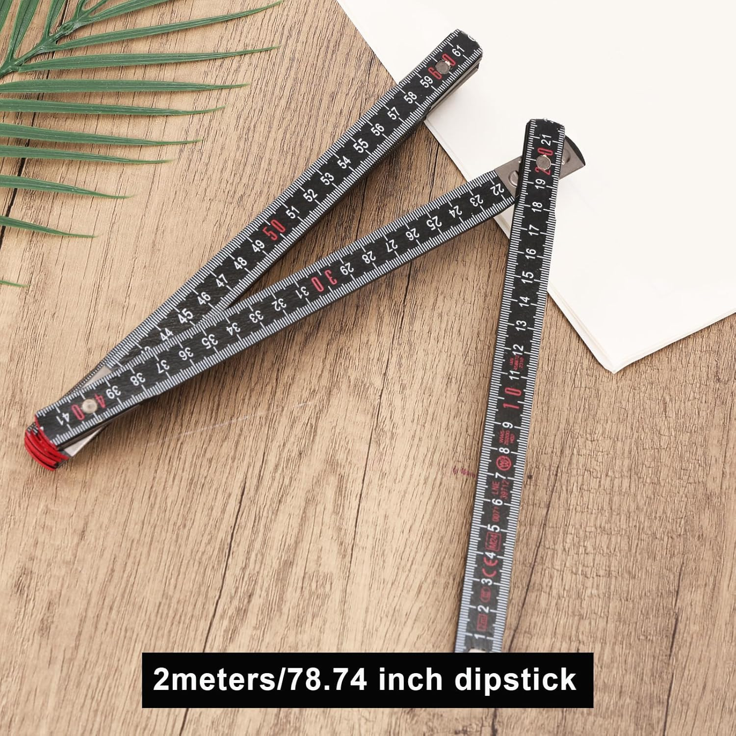 Oil Tank Measuring Stick, 10 Fold 78″ Solid Wood Folding Fuel Gauge Stick Ruler