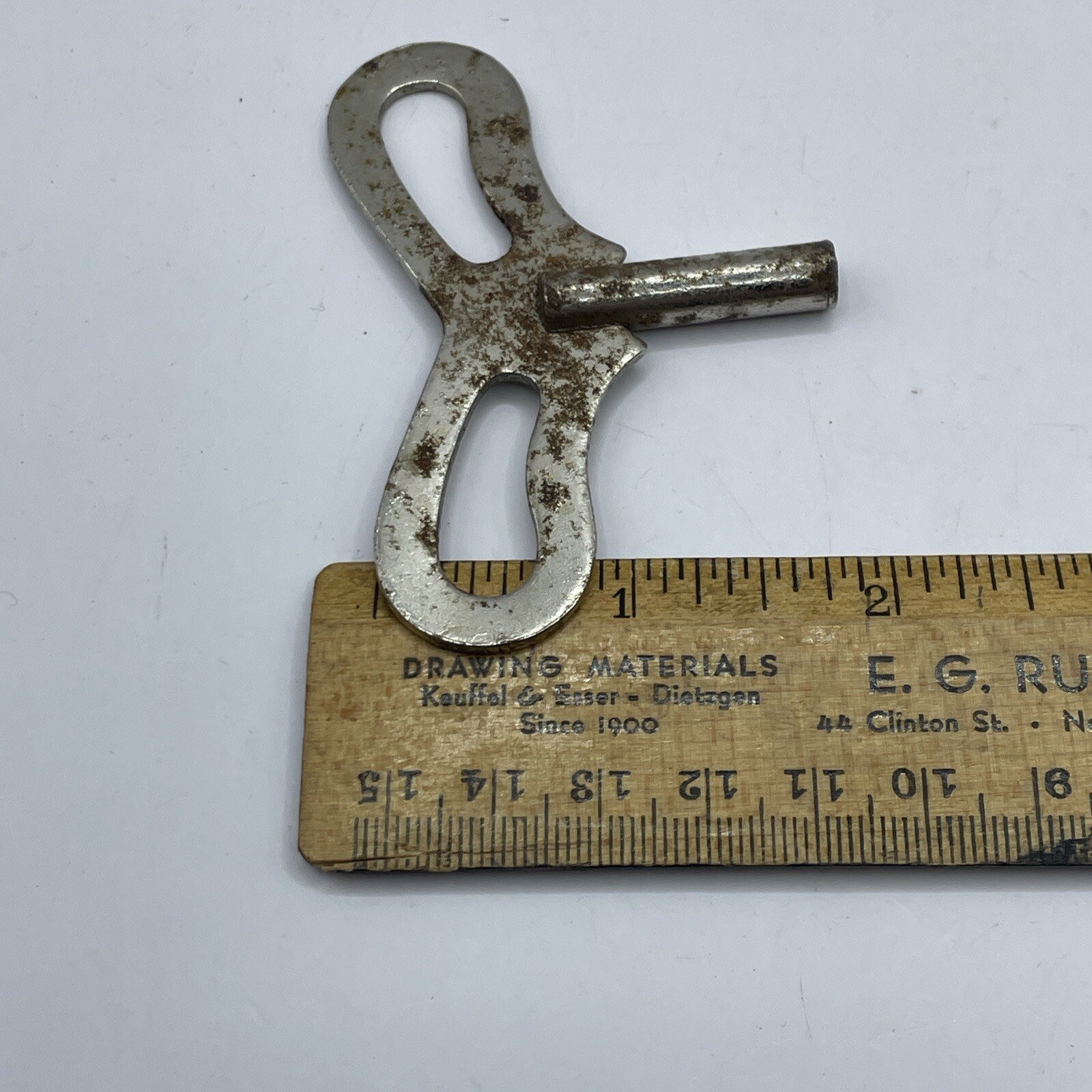 Vintage Clock Winding Key Silver Chrome Color Aged Rust Areas