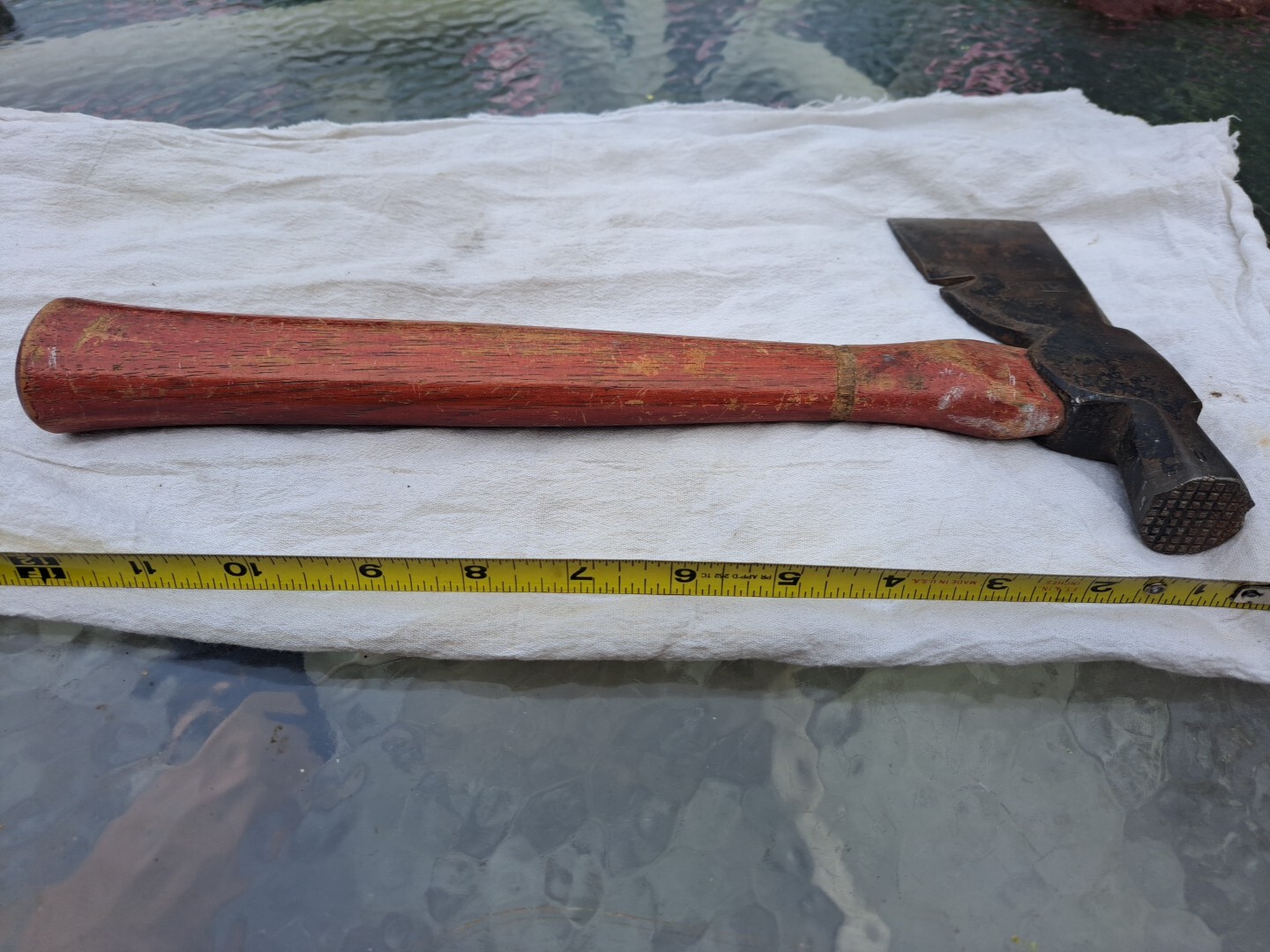 Vintage Plumb Hatchet Construction Hammer Roofing Tool Axe Head Red Wood Handle