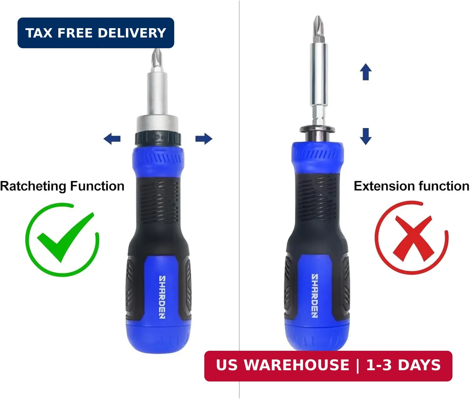 SHARDEN Ratcheting Screwdriver 13-in-1 Ratchet Screwdriver Set Multi Bit Screw D