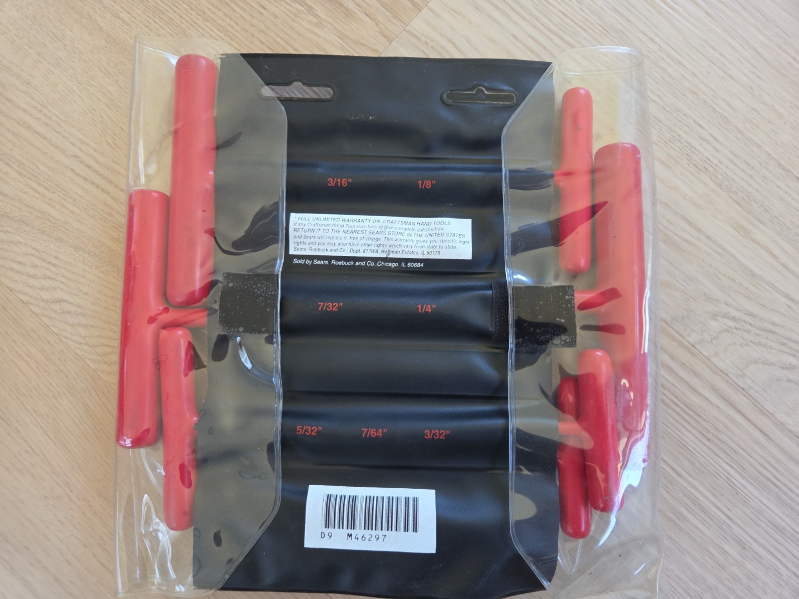 CRAFTSMAN USA 7 Pc CUSHION GRIP T-HANDLE HEX KEY SET 9-46297 EUC Made In USA