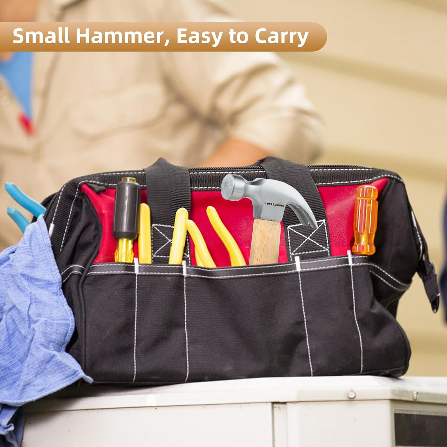 Claw Hammer with Wood Handle and Steel Head, 8 OZ Small Hammer for House & DIY