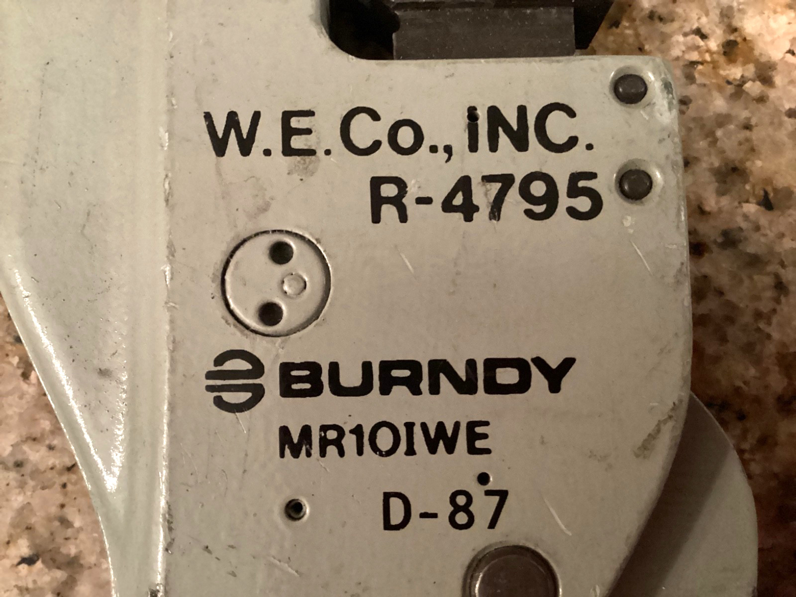 BURNDY MR10IWE W.E. CO R-4795 RATCHETING CRIMPER CRIMPING TOOL D-87, 6-8, 10-14