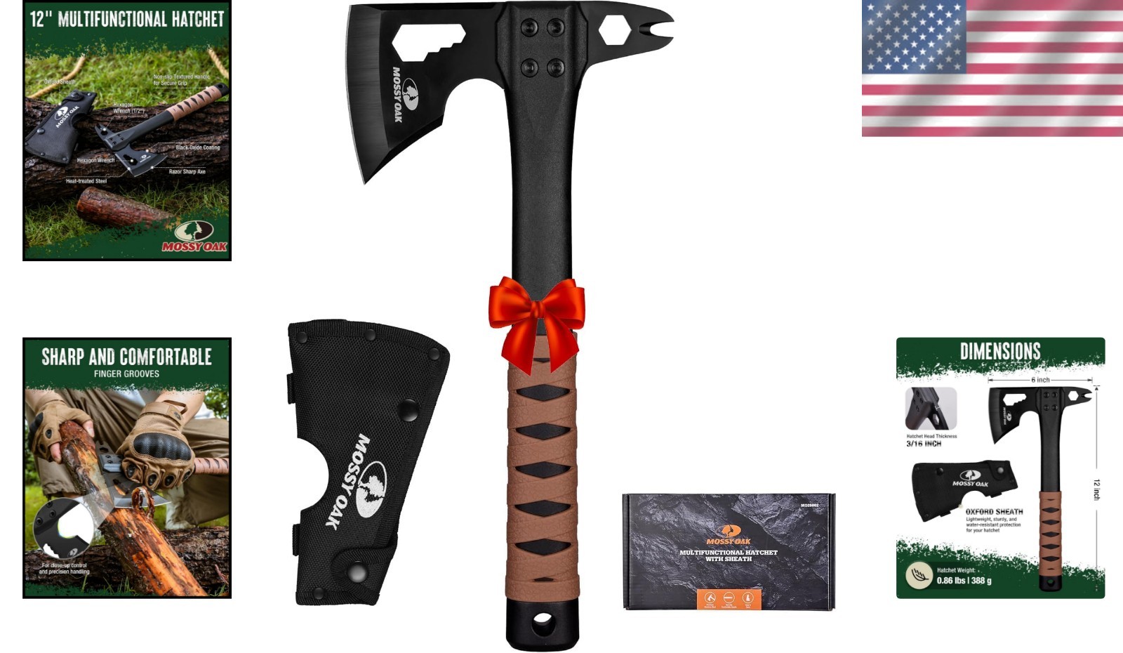 Versatile Camping Axe & Survival Hatchet with Integrated Hex Wrench – 12 inches