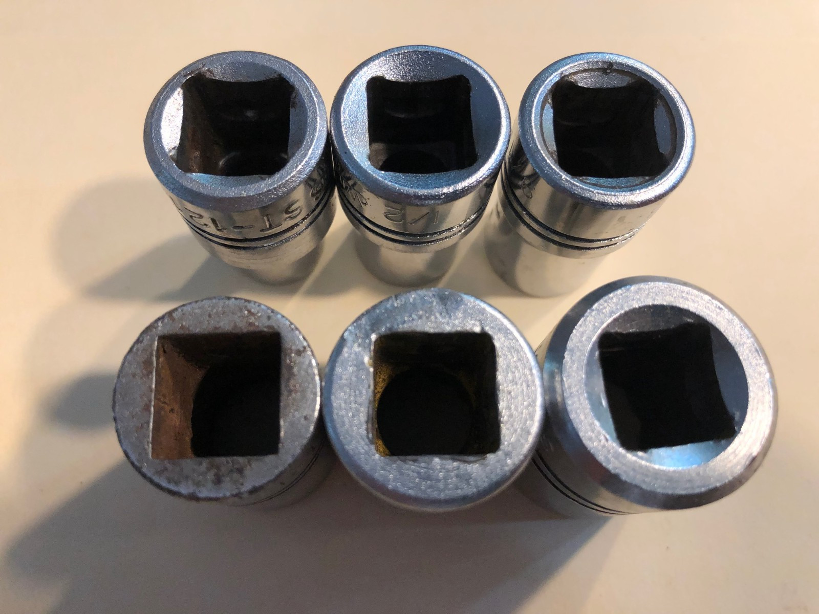 14 vintage J.H. Williams USA 1/2″ drive sockets – 11 standard/3 deep – 12 point