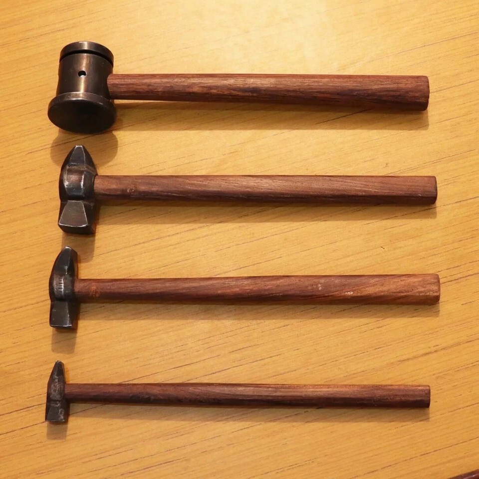 Vintage Mini Hammer Tool Set 4pc – 1.2kg to 150g | Handcrafted Wood Handle Rare