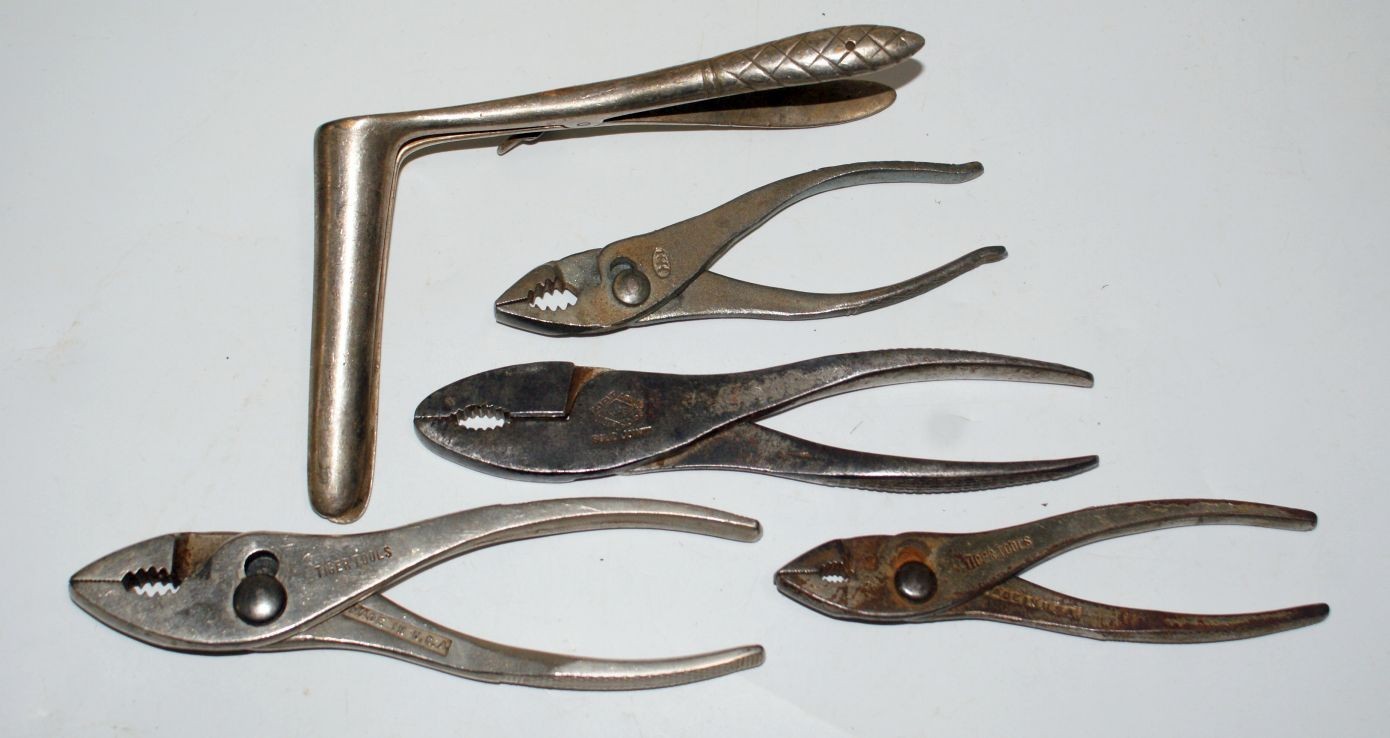 5 Pliers Type Wrenches Old Vintage Tiger Mayhew ++