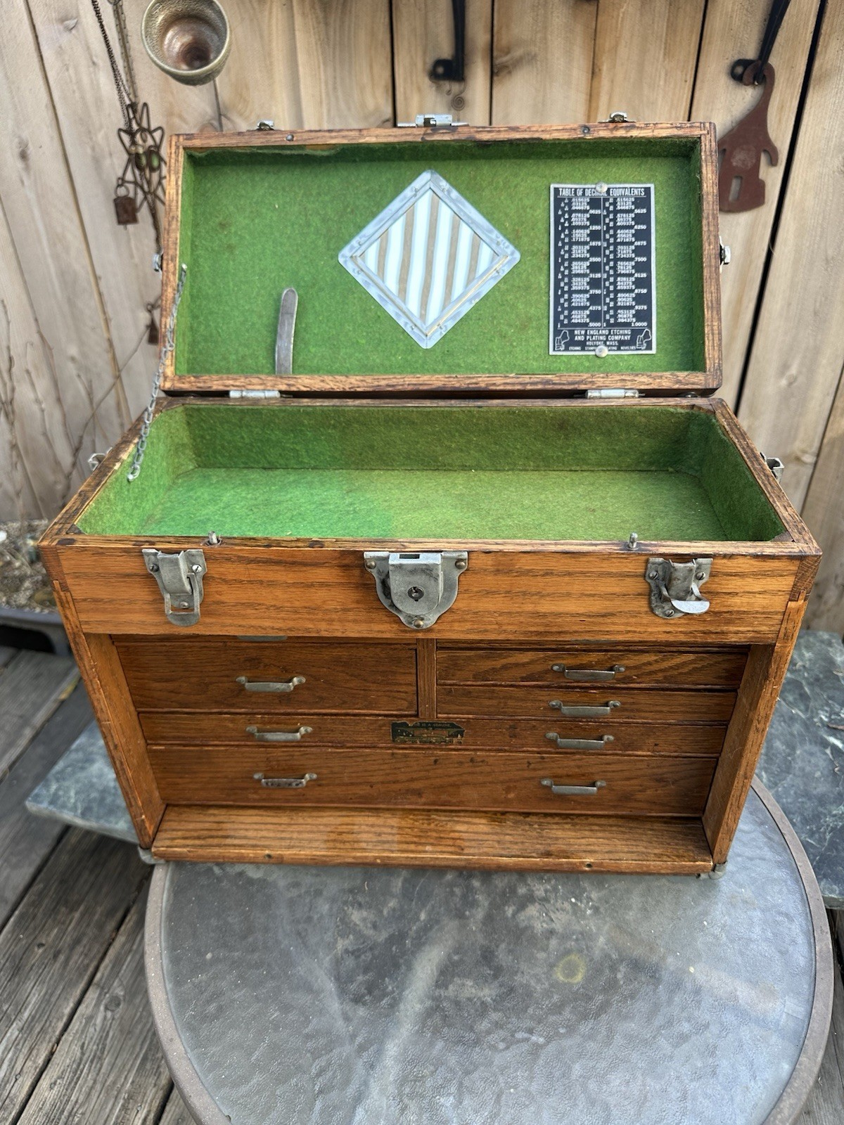Vintage Union 7 Drawers Oak Wood Machinist Chest Tool Box Antique Chest Tool Box
