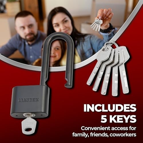 Weather-Resistant Padlock with 5 Keys – Durable Steel Outdoor Lock for Gates, St