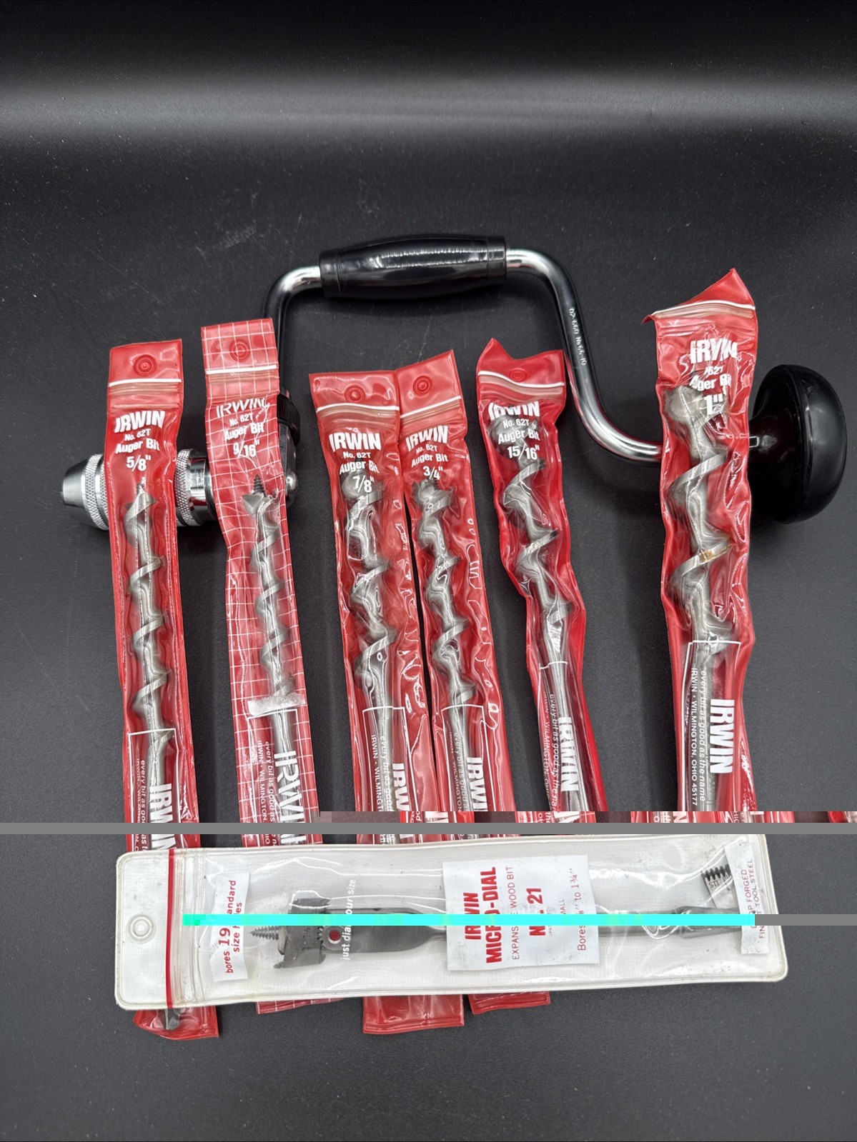 Brace and Bit Set Stanley # 66 02-660 IRWIN 62T 9/16-1″ No. 21 Expansive NOS USA
