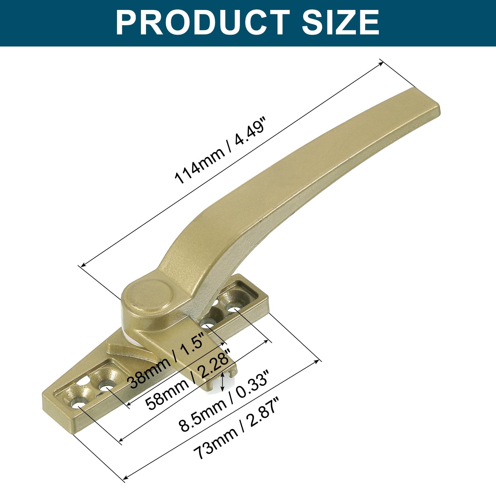 uxcell 1Pcs Casement Window Locking Handle, Zinc Alloy Champagne Color