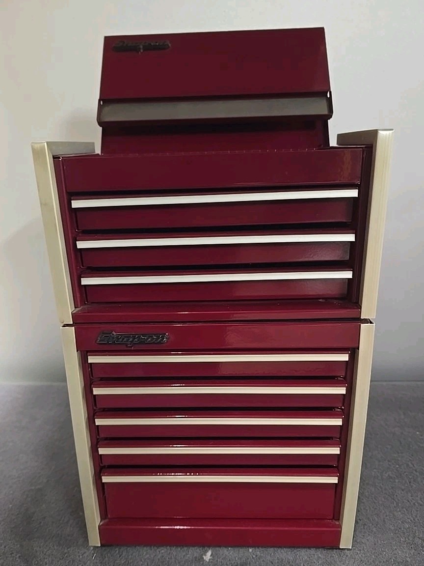 Snap-On – Micro Roll Cab BOTTOM & TOP chest “SET” Mini Tool Box Cranberry Drawer