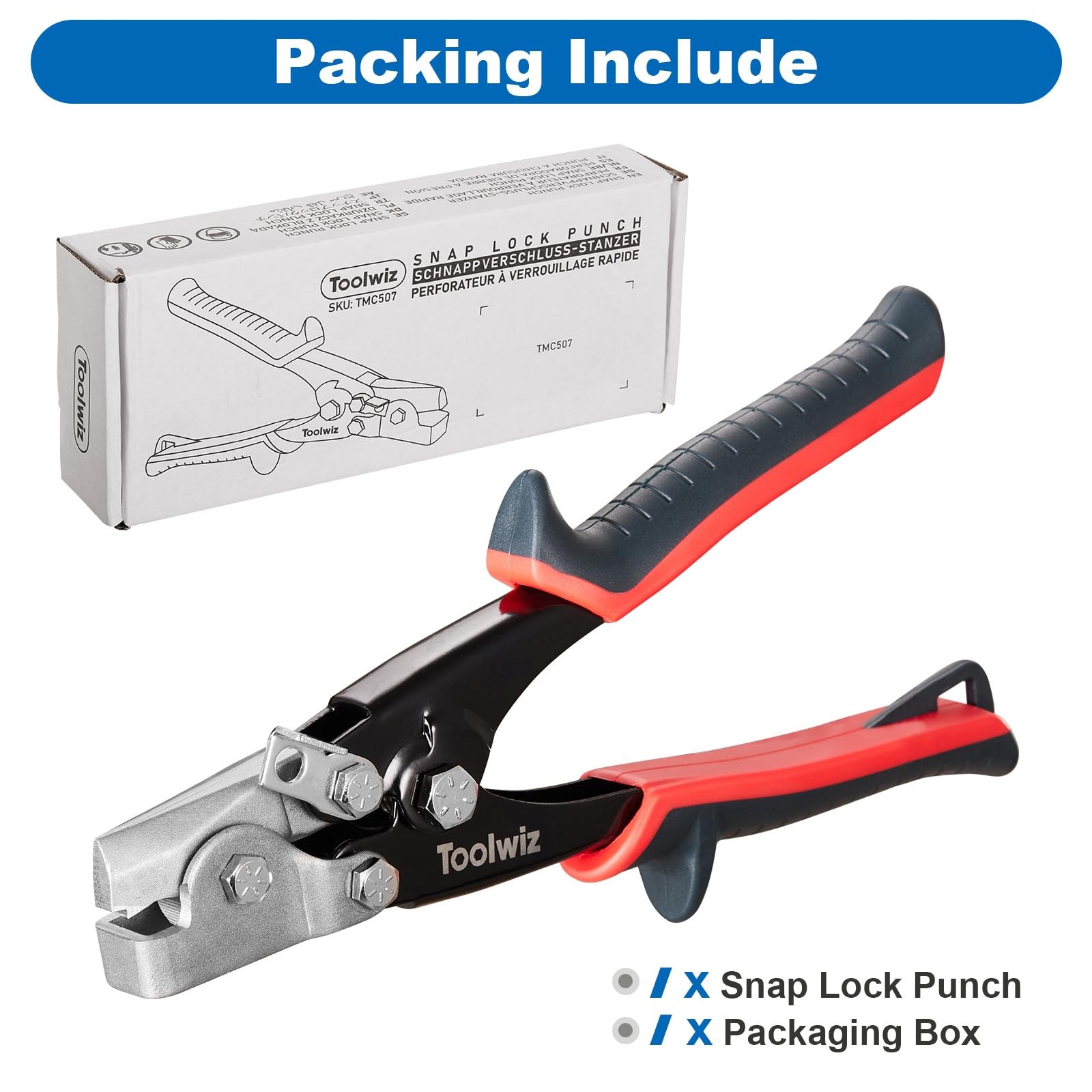 Toolwiz Snap Lock Punch Tool for Sheet Metal, Gutter Crimping 8-1/2″