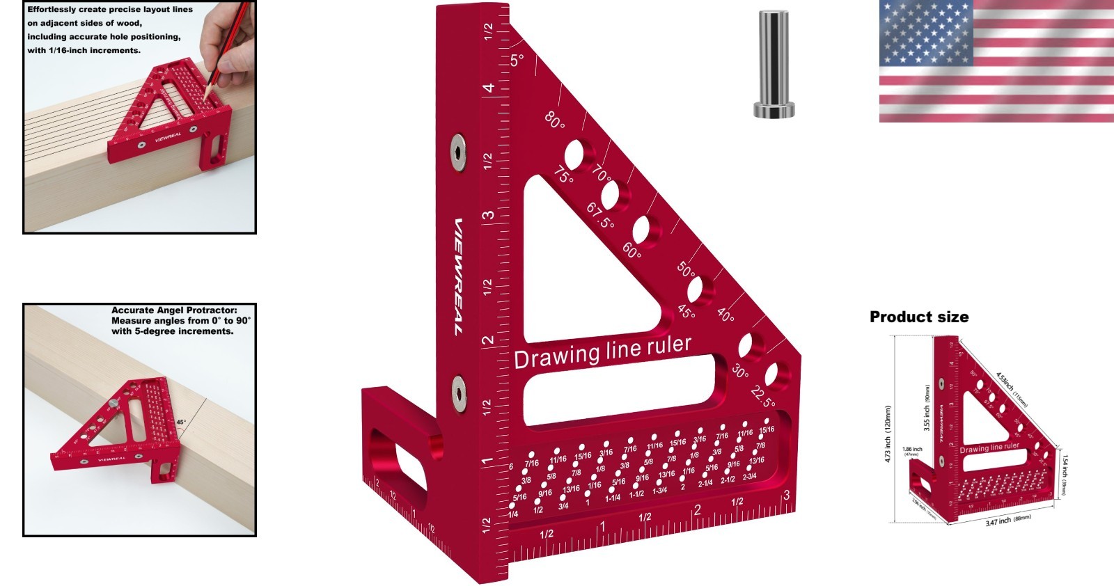 Portable Multi-Angle Woodworking Square – Perfect for DIY and Professional Use