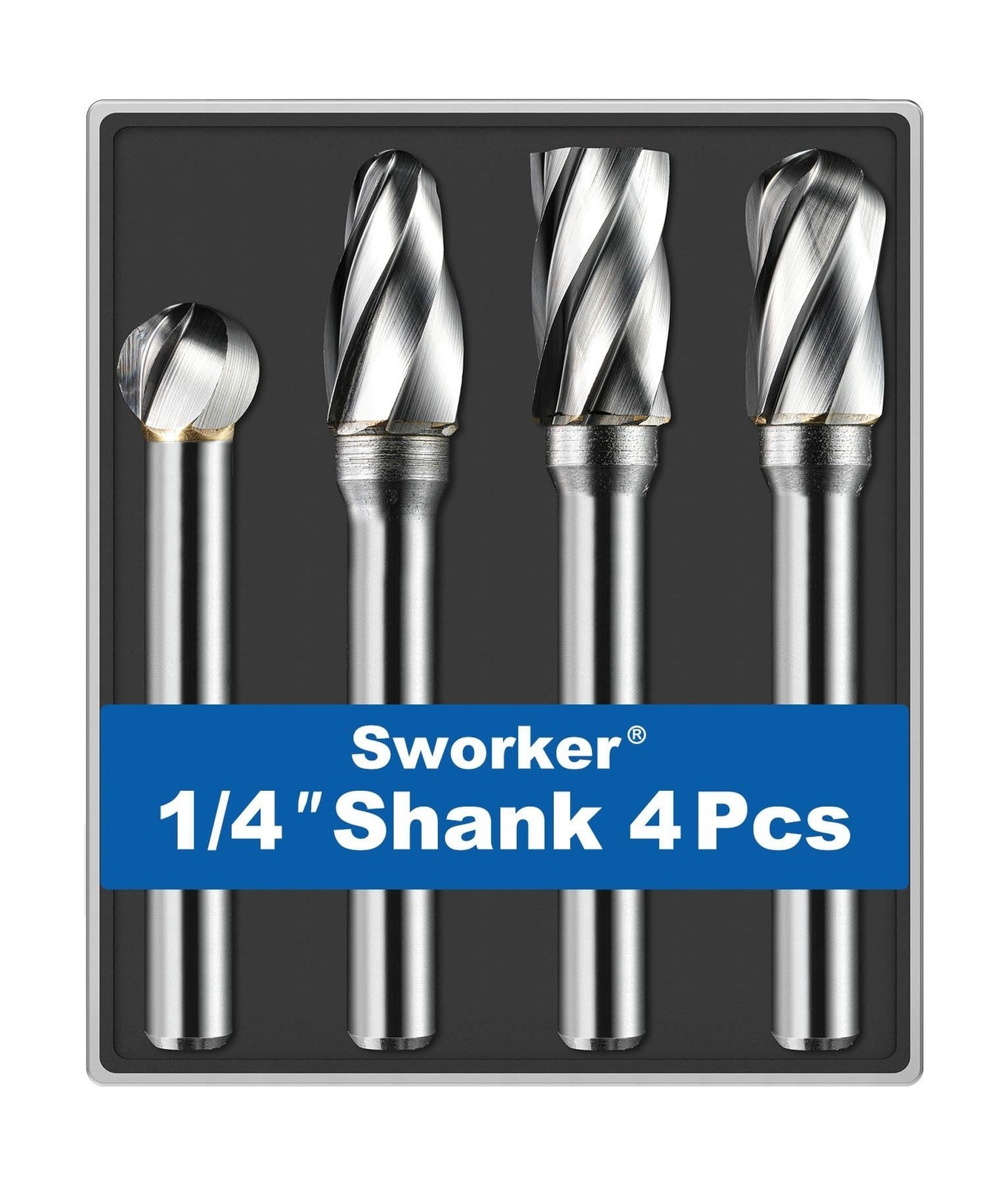 4 Pcs Carbide Burr Set 1/4 Shank Aluminum Cut for Grinding Carving