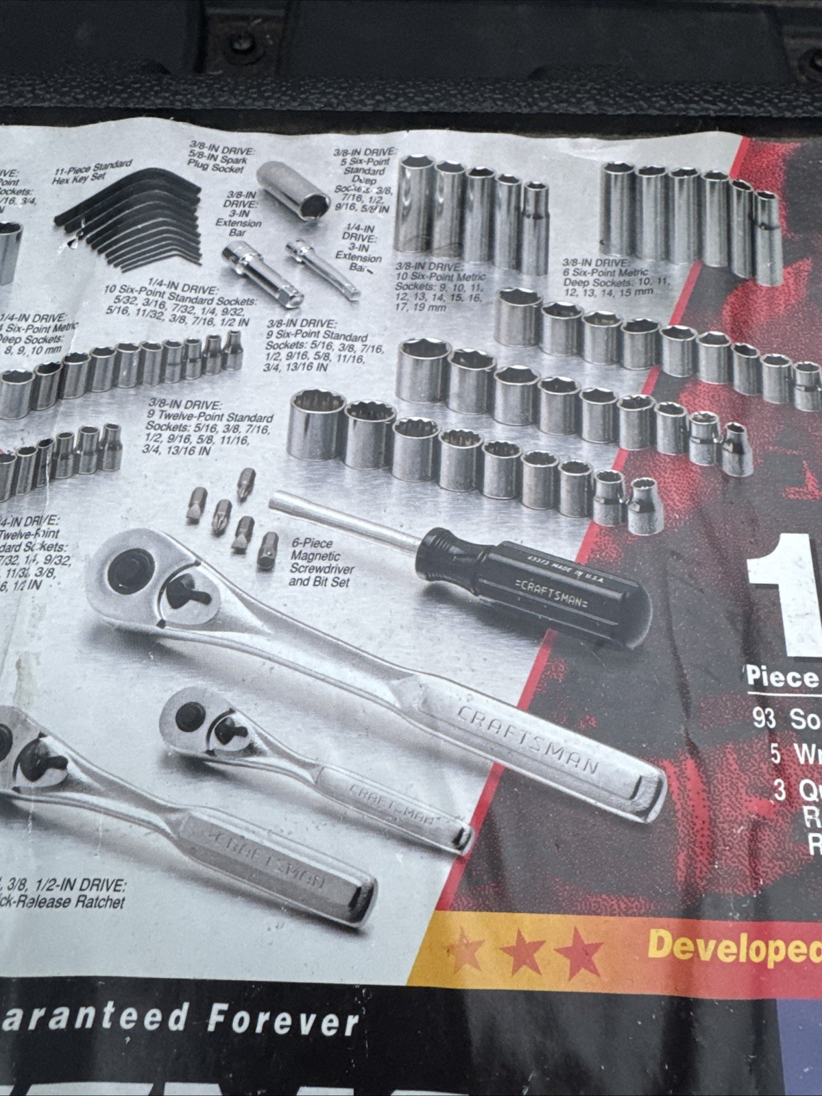 Rare Sears Craftsman USA 120pc Mechanics Tool Set Socket Ratchet 33820 Light Use