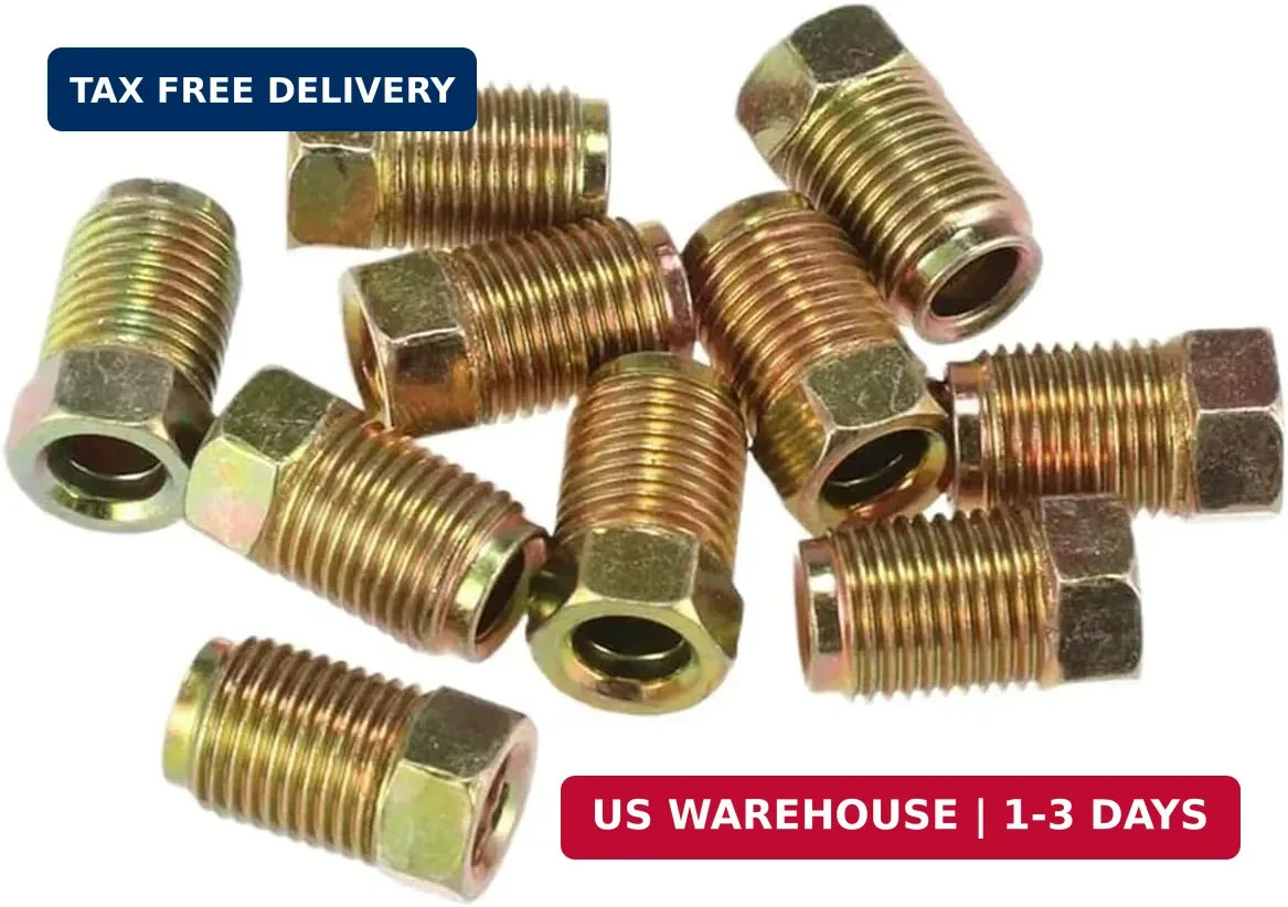 10 Pcs M10 x 1.0 Metric Thread Brake Line Fittings for 3/16″ Tube, 10 x 1.0 mm M