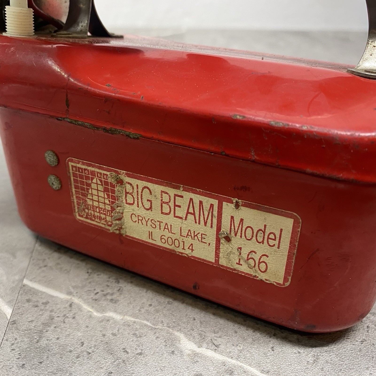 Vintage Teledyne Big Beam 166 Flashlight Lantern Red Battery Light Untested